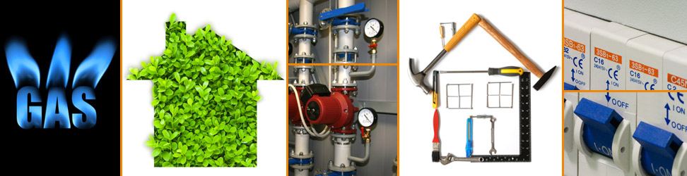 Gas, Electrical, Building and Renewable Heating Services Collage